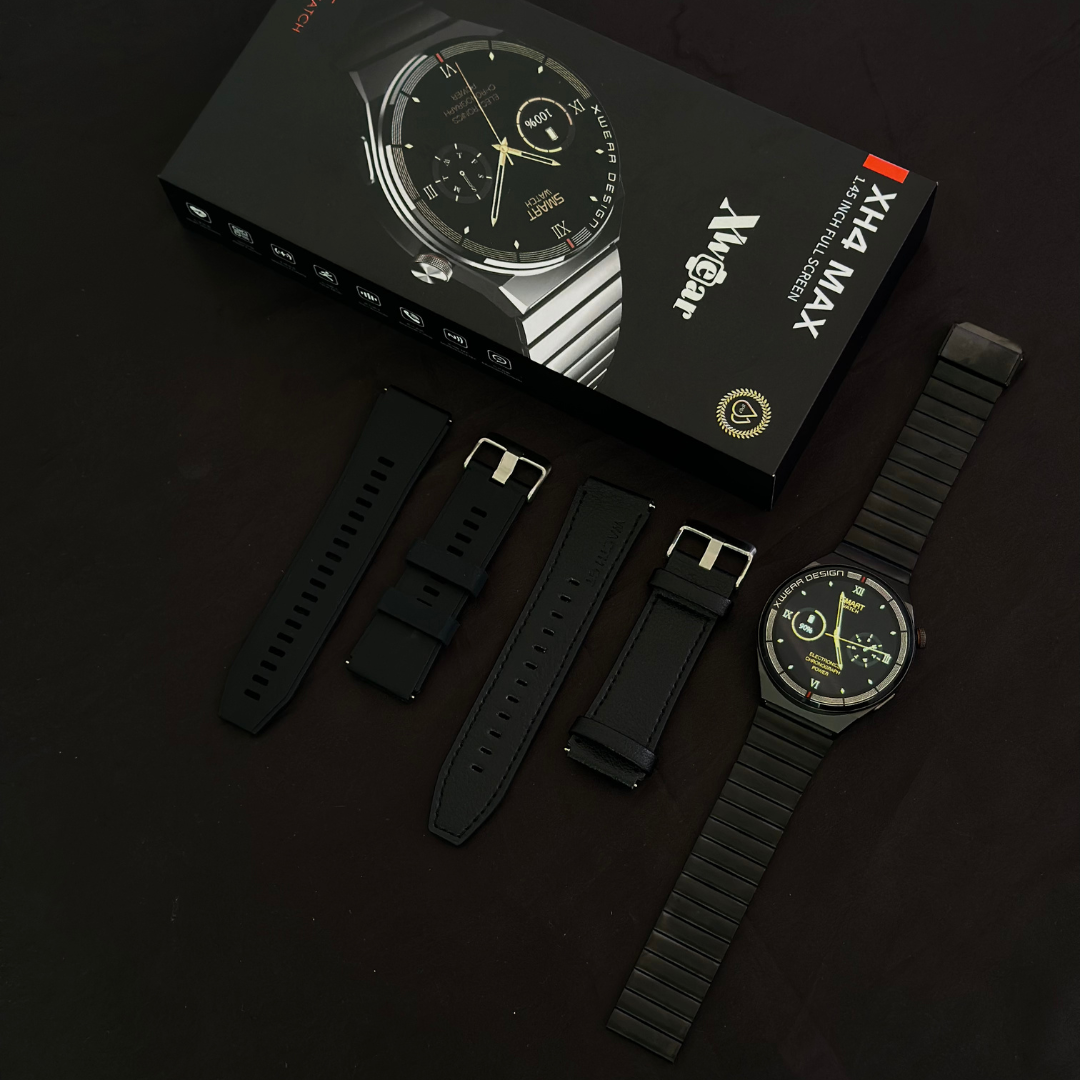 XH4 Max Smartwatch Executivo com 3 pulseiras