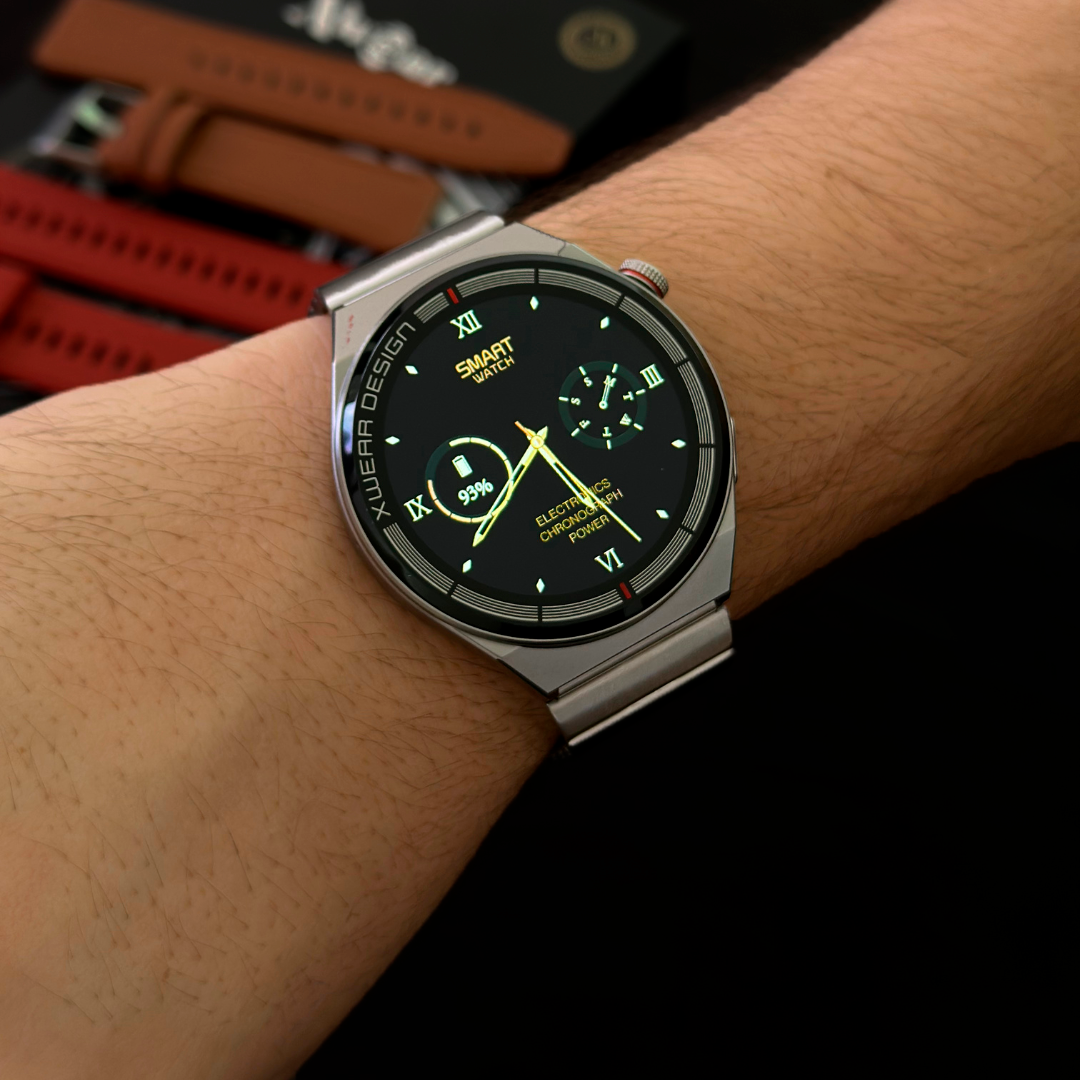 XH4 Max Smartwatch Executivo com 3 pulseiras