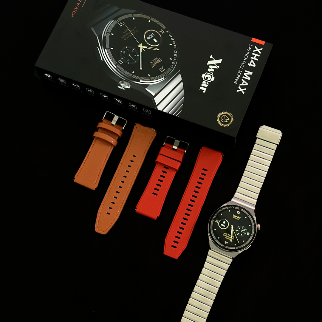 XH4 Max Smartwatch Executivo com 3 pulseiras